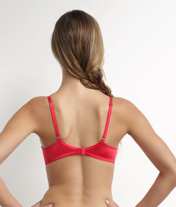 DIM Soutien-gorge corbeille en microfibre satinée Rouge Dim Chéri