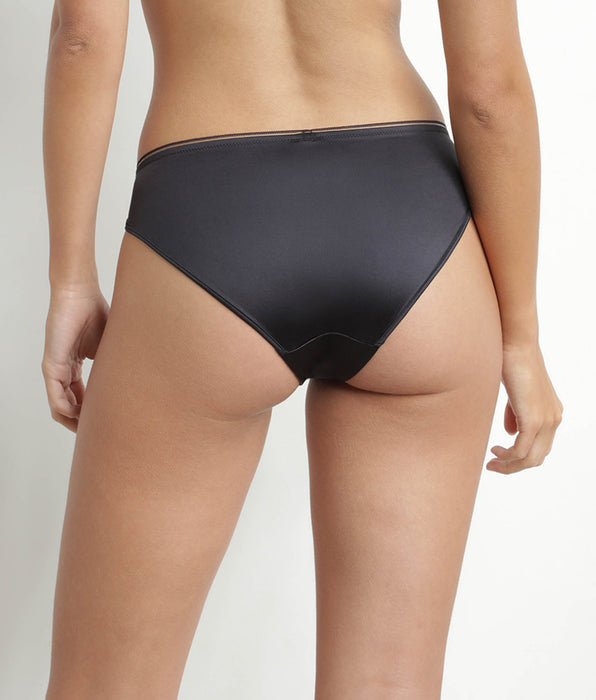 DIM Slip femme en microfibre satinée Gris Granit Dim Chéri