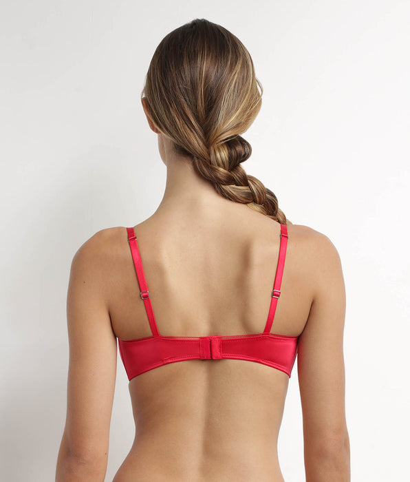 DIM Soutien-gorge bandeau à armatures microfibre satinée Rouge Dim Chéri