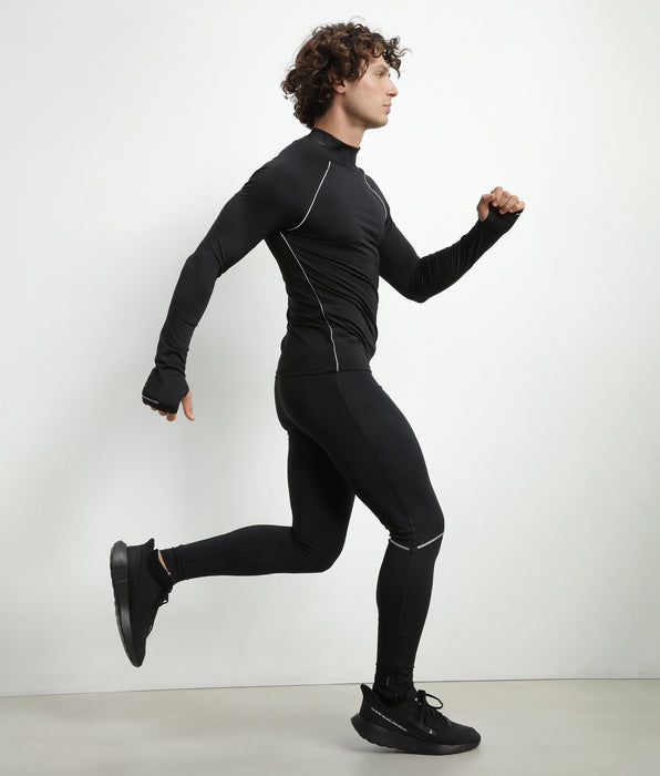 DIM Haut de sport homme à col montant en microfibre Noire Dim Move