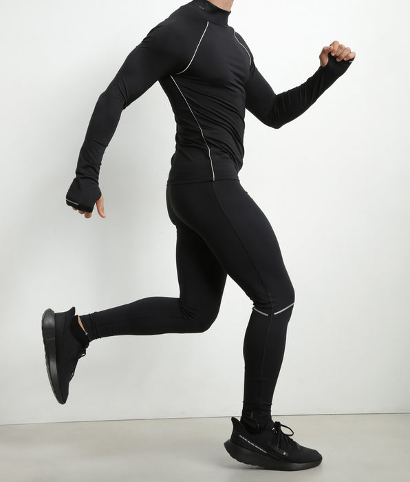 DIM Haut de sport homme à col montant en microfibre Noire Dim Move