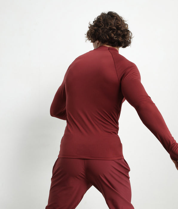 DIM Haut de sport homme à col montant en microfibre Bordeaux Dim Move