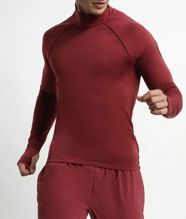 DIM Haut de sport homme à col montant en microfibre Bordeaux Dim Move