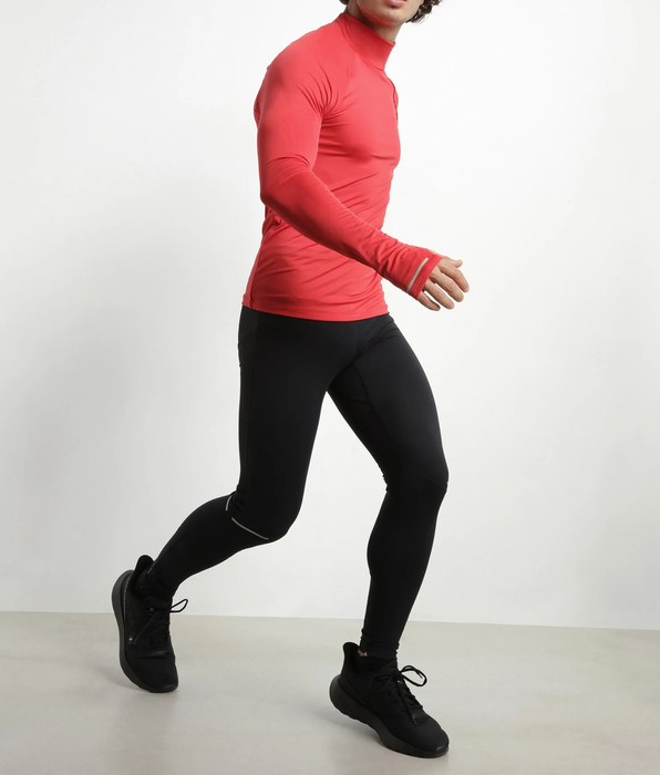 DIM Haut de sport homme à col montant en microfibre Rouge Dim Move