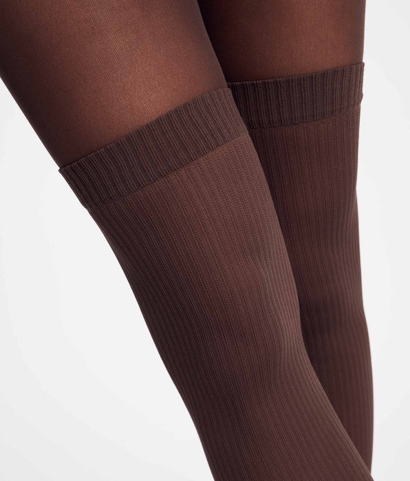 DIM Collant fantaisie effet trompe-l’œil chocolat 25/45D Style