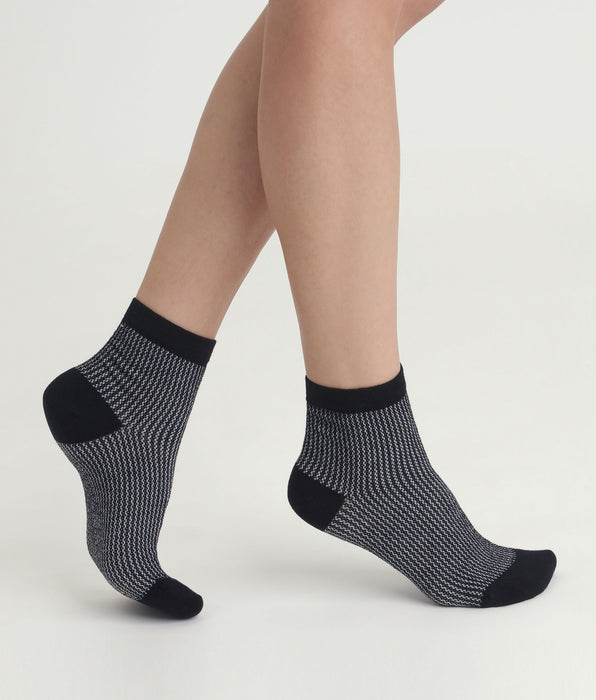 DIM Chaussettes femme noir et Lurex argent Dim Mode