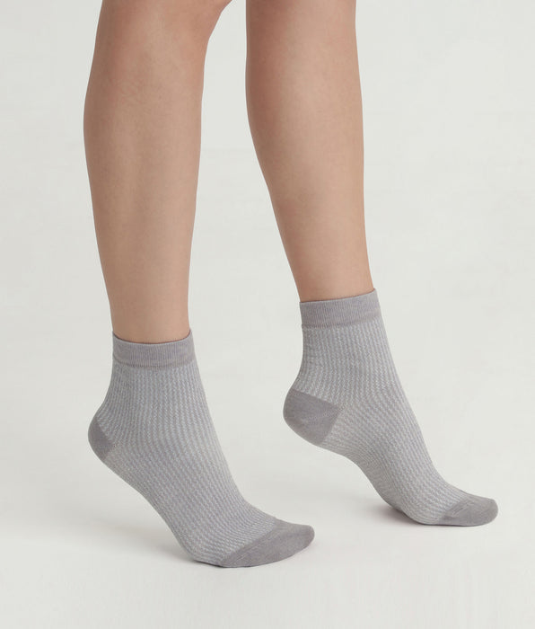 DIM Chaussettes femme taupe et Lurex argent Dim Mode
