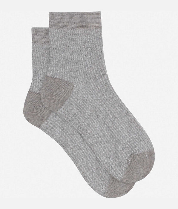 DIM Chaussettes femme taupe et Lurex argent Dim Mode