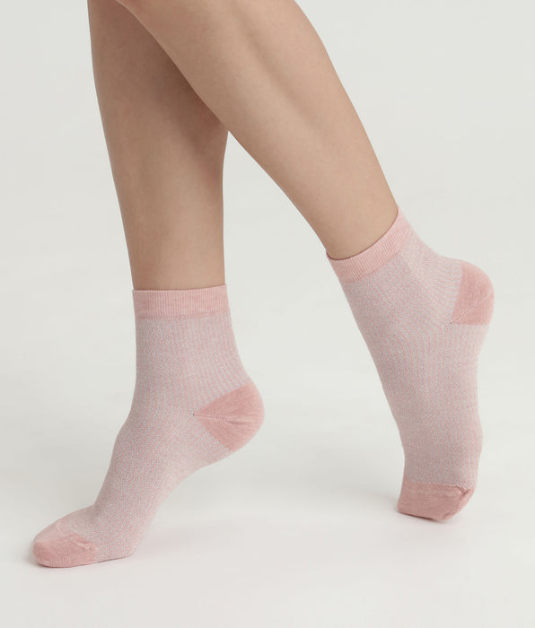 DIM Chaussettes femme rose et Lurex argent Dim Mode