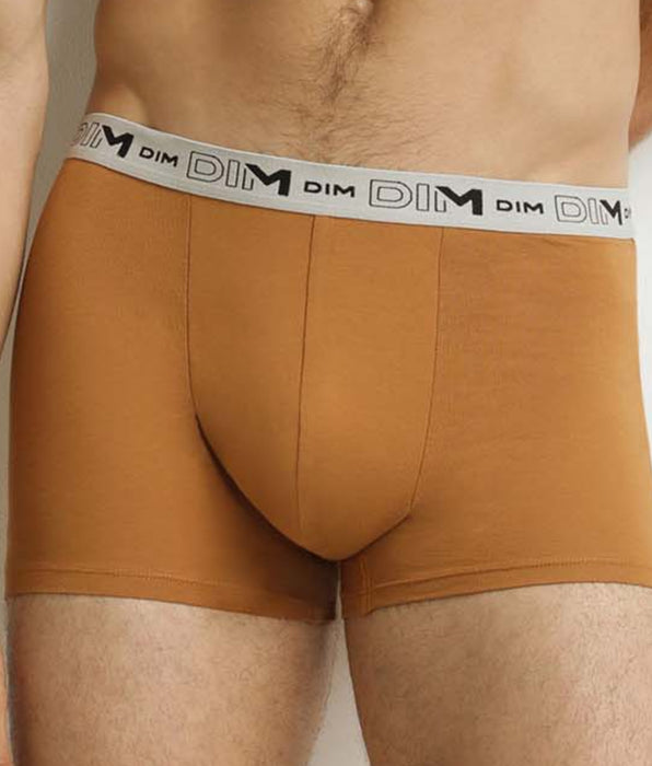DIM Lot de 3 boxers homme Kaki Ocre Bleu Coton Stretch Bio