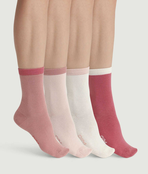 DIM Lot de 4 paires de chaussettes femme Rose EcoDim Mode