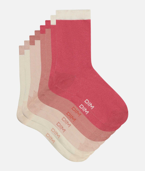 DIM Lot de 4 paires de chaussettes femme Rose EcoDim Mode