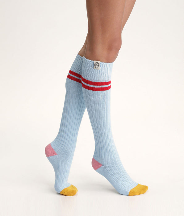 DIM Chaussettes hautes femme colorblock Bleu Dim x Ines de La Fressange