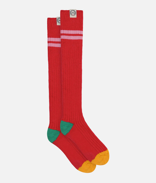DIM Chaussettes hautes femme colorblock Rouge Dim x Ines de La Fressange