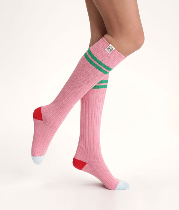 DIM Chaussettes hautes femme colorblock Rose Dim x Ines de La Fressange