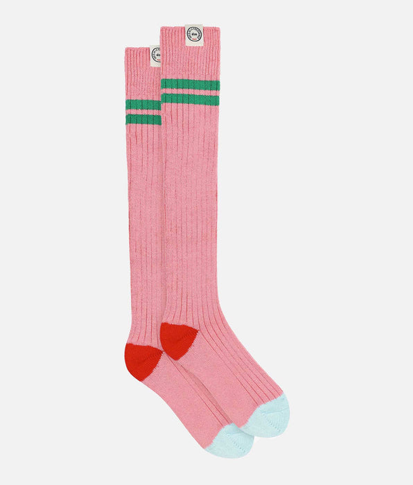 DIM Chaussettes hautes femme colorblock Rose Dim x Ines de La Fressange