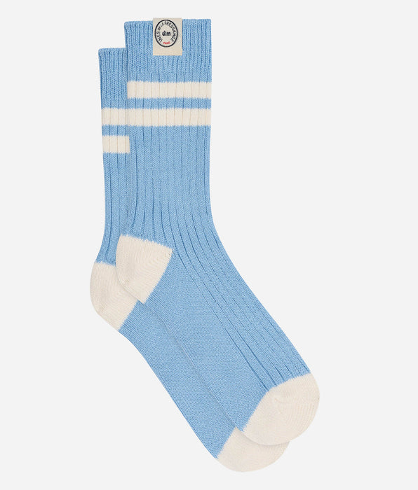DIM Chaussettes côtelées coton bleu lagon DIM x Ines de la Fressange