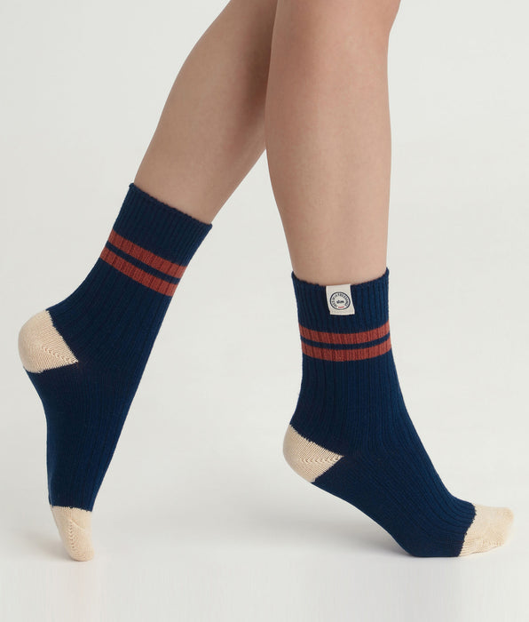 DIM Chaussettes femme colorblock Bleu Dim x Ines de La Fressange