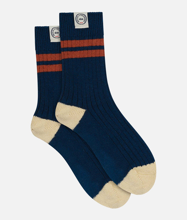 DIM Chaussettes femme colorblock Bleu Dim x Ines de La Fressange