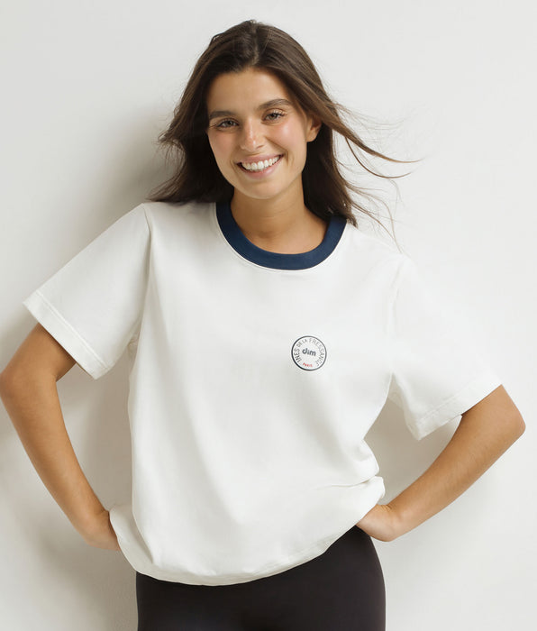 DIM T-shirt femme Nacre Bleu Dim x Ines de La Fressange