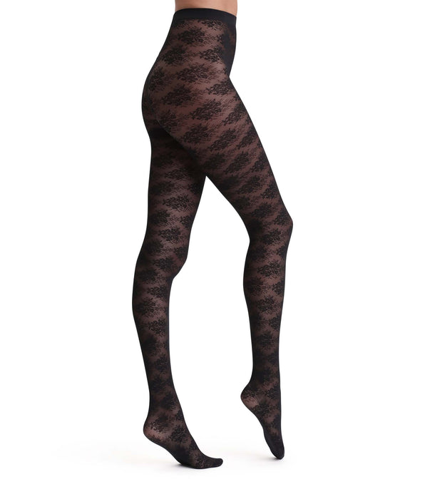 DIM Collant noir bouquet floral Dim Style