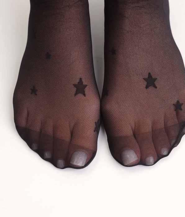 DIM Socquettes transparentes noires à motif Etoiles Dim Style
