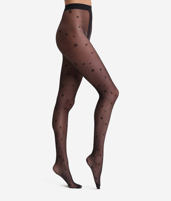 DIM Collant transparent noir à motif Etoile Dim Style