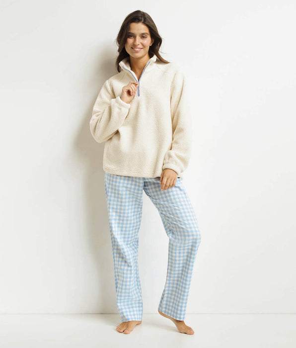 DIM Ensemble pyjama pantalon femme Bleu Gris Dim Warm