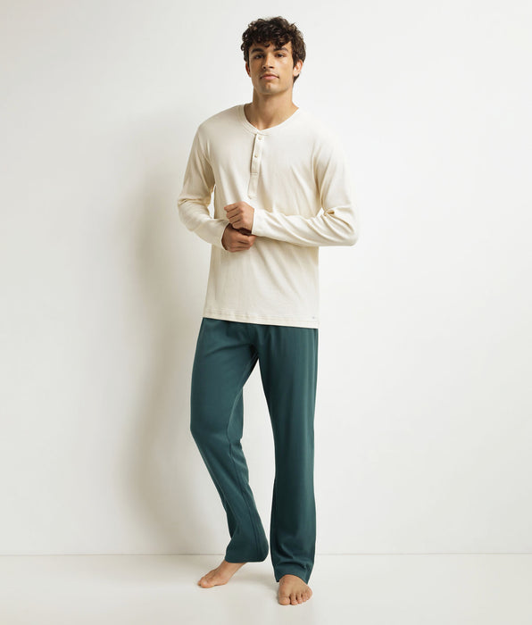 DIM Ensemble pyjama pantalon homme Ivoire Vert Dim
