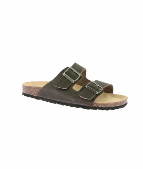 DIM Paire de mules marrons pour homme en cuir et liège