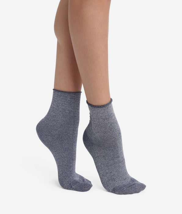 DIM Lot de 2 paires de chaussettes femme lurex Bleu Marine Dim Mode