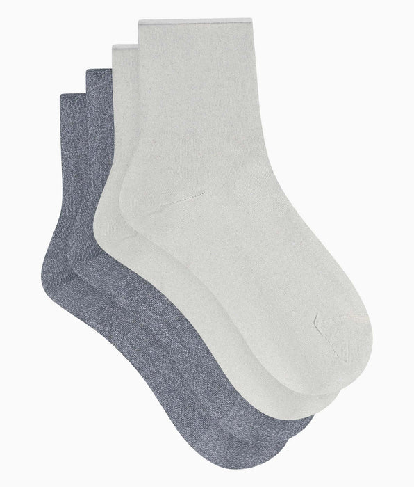 DIM Lot de 2 paires de chaussettes femme lurex Gris Dim Mode