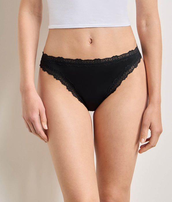 DIM String femme en microfibre et dentelle Noir Dim