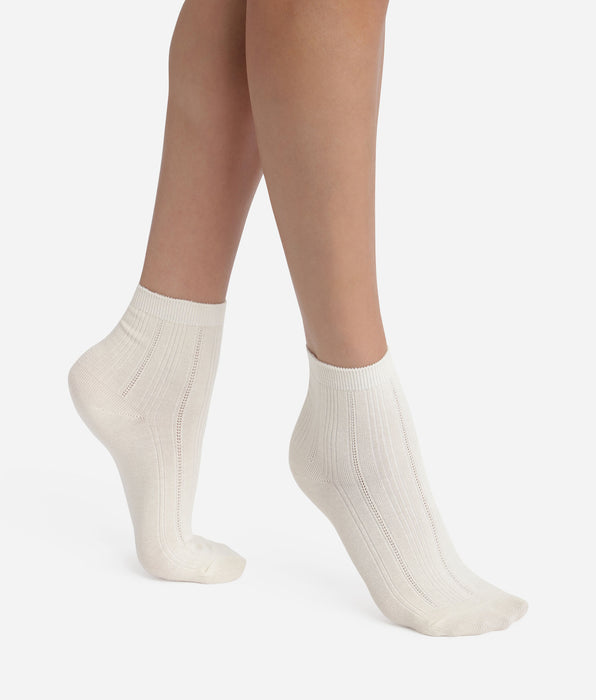 DIM Chaussettes femme en coton pointelle Ivoire La Mode de Dim