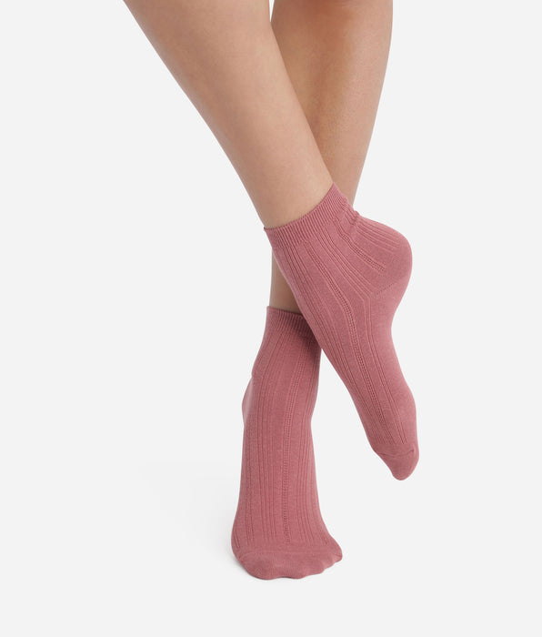 DIM Chaussettes femme en coton pointelle Vieux Rose La Mode de Dim