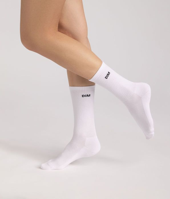 DIM Lot de 3 chaussettes sport femme blanc Original