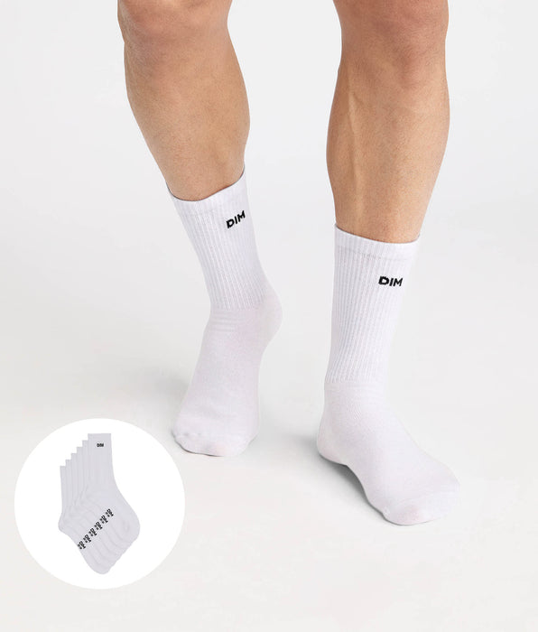 DIM Lot de 3 chaussettes sport homme coton blanc Original