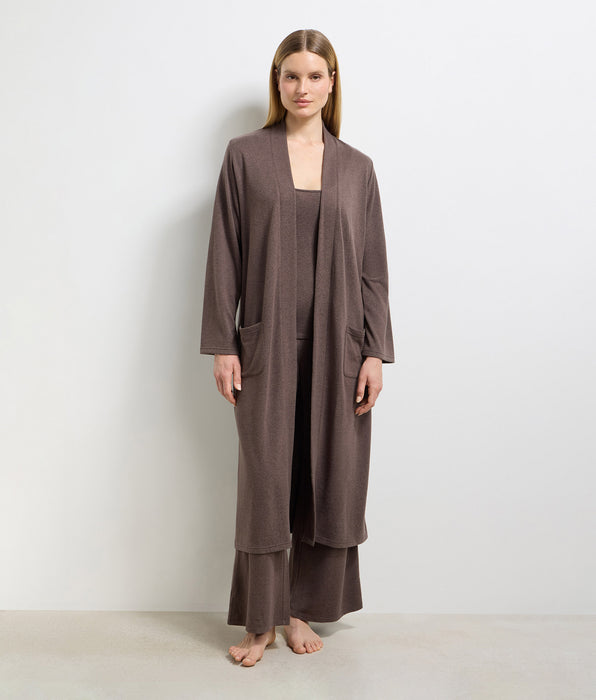 DIM Cardigan long jersey fin marron foncé DIM x Ines de la Fressange