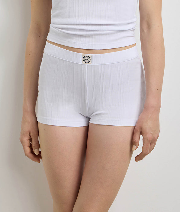 DIM Short femme ample jersey côtelé fin blanc Dim x Ines de la Fressange