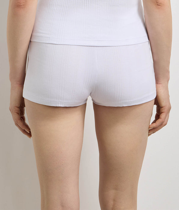 DIM Short femme ample jersey côtelé fin blanc Dim x Ines de la Fressange