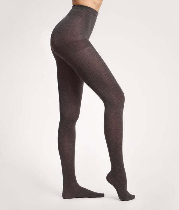 DIM Collant chaud effet laine gris foncé 115D Thermo