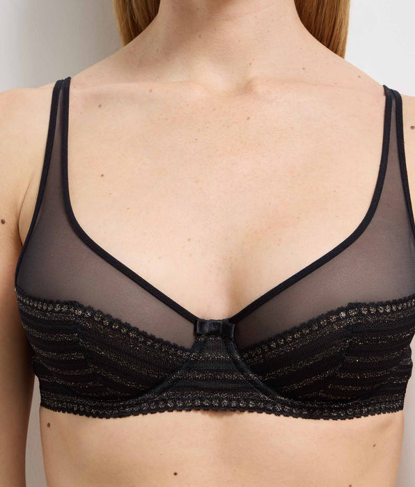 DIM Soutien-gorge foulard à armatures dentelles noir rayé Holiday