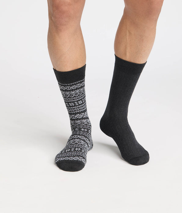 DIM Lot de 2 chaussettes homme anthracite Coton Fancy