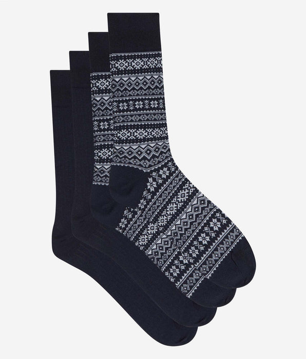 DIM Lot de 2 chaussettes homme nordique navy bleu, navy blue Coton Fancy