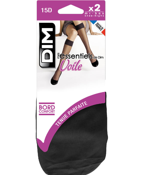 DIM Lot de 2 mi-bas voile noirs Mes Essentiels 15D