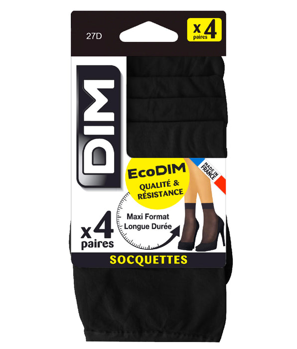 DIM Lot de 4 socquettes noires EcoDIM semi-opaques 30D