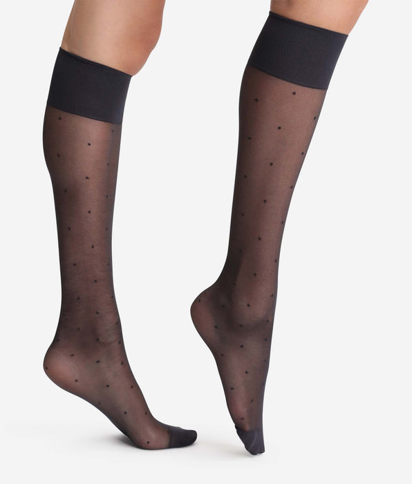 DIM Mi-bas noir Effet plumetis 15D Madame So DIM