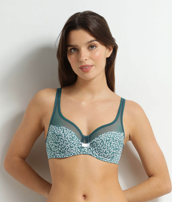 DIM Soutien-gorge emboîtant en microfibre et tulle Vert Hydro Generous