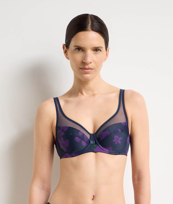 DIM Soutien-gorge emboîtant à armatures floral violet Generous Classic