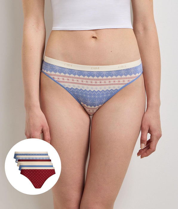 DIM Lot de 5 culottes neige brune Les Pockets Coton
